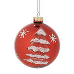 Dekoratief | Hanger kerstbal m/boom, rood/wit, glas, 8x8x8cm | A249068 Dekoratief | Hanger kerstbal m/boom, rood/wit, glas, 8x8x8cm | A249068