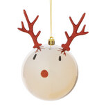 Dekoratief | Hanger kerstbal 'Rudolf', goud/rood, pvc, 8x8x8cm | A249072 Dekoratief | Hanger kerstbal 'Rudolf', goud/rood, pvc, 8x8x8cm | A249072