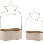 Dekoratief | Set 2 bakjes m/ster, beige, metaal, 25x13x40cm | A240768 Dekoratief | Set 2 bakjes m/ster, beige, metaal, 25x13x40cm | A240768