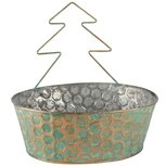 Dekoratief | Bakje m/kerstboom, groen, metaal, 27x21x10cm | A240770 Dekoratief | Bakje m/kerstboom, groen, metaal, 27x21x10cm | A240770