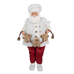 Clayre & Eef | Kerstdecoratie Kerstman Wit Rood 27x13x50 cm | 65628 Clayre & Eef | Kerstdecoratie Kerstman Wit Rood 27x13x50 cm | 65628