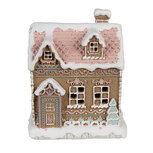Clayre & Eef | Decoratie Huis met LED Bruin Roze 13x10x16 cm / 3xAAA | 6PR4317 Clayre & Eef | Decoratie Huis met LED Bruin Roze 13x10x16 cm / 3xAAA | 6PR4317