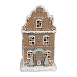 Clayre & Eef | Decoratie Huis met LED Bruin Roze 12x9x20 cm / 3xAAA | 6PR4318 Clayre & Eef | Decoratie Huis met LED Bruin Roze 12x9x20 cm / 3xAAA | 6PR4318