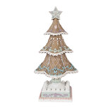 Clayre & Eef | Kerstdecoratie Kerstboom Bruin Wit 12x12x25 cm | 6PR4320 Clayre & Eef | Kerstdecoratie Kerstboom Bruin Wit 12x12x25 cm | 6PR4320