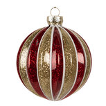 Clayre & Eef | Kerstbal Rood Goudkleurig ø 10x10 cm | 6GL4627 Clayre & Eef | Kerstbal Rood Goudkleurig ø 10x10 cm | 6GL4627