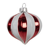 Clayre & Eef | Kerstbal Rood Wit ø 8x8 cm | 6GL4628