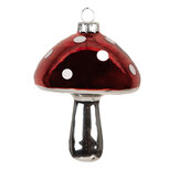 Clayre & Eef | Decoratie Hanger Paddenstoel Rood Zilverkleurig ø 7x9 cm | 6GL4646 Clayre & Eef | Decoratie Hanger Paddenstoel Rood Zilverkleurig ø 7x9 cm | 6GL4646