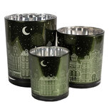 Clayre & Eef | Waxinelichthouder set van 3 Groen ø 7x8 / ø 9x10 / ø 10x12 cm | 6GL4655 Clayre & Eef | Waxinelichthouder set van 3 Groen ø 7x8 / ø 9x10 / ø 10x12 cm | 6GL4655