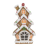 Clayre & Eef | Decoratie Huis met LED Bruin Wit 24x11x41 cm / 2xAAA | 6MG0051 Clayre & Eef | Decoratie Huis met LED Bruin Wit 24x11x41 cm / 2xAAA | 6MG0051