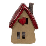 Clayre & Eef | Decoratie Huisje Bruin Rood 12x9x16 cm | 6CE1776 Clayre & Eef | Decoratie Huisje Bruin Rood 12x9x16 cm | 6CE1776