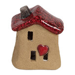 Clayre & Eef | Decoratie Huisje Bruin Rood 7x6x8 cm | 6CE1778 Clayre & Eef | Decoratie Huisje Bruin Rood 7x6x8 cm | 6CE1778