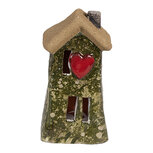 Clayre & Eef | Decoratie Huisje Groen Bruin 5x5x10 cm | 6CE1779 Clayre & Eef | Decoratie Huisje Groen Bruin 5x5x10 cm | 6CE1779