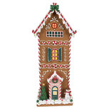 Clayre & Eef | Decoratie Huis Bruin Wit 17x14x40 cm | 6PR4250 Clayre & Eef | Decoratie Huis Bruin Wit 17x14x40 cm | 6PR4250