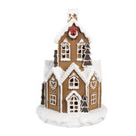 Clayre & Eef | Decoratie Huis met LED Bruin Wit Ø 21x33 cm / 3xAAA | 6PR4310 Clayre & Eef | Decoratie Huis met LED Bruin Wit Ø 21x33 cm / 3xAAA | 6PR4310