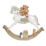 Clayre & Eef | Decoratie Hobbelpaard Wit Goudkleurig 18x4x15 cm | 6PR4921GG Clayre & Eef | Decoratie Hobbelpaard Wit Goudkleurig 18x4x15 cm | 6PR4921GG