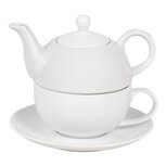 Clayre & Eef | Tea for One Wit 17x16x13 cm / 350 ml / 250 ml | 6CETEFO0001 Clayre & Eef | Tea for One Wit 17x16x13 cm / 350 ml / 250 ml | 6CETEFO0001