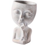 Dekoratief | Bloempot vrouwenhoofd, goud, cement, 11x11x17cm | A250013 Dekoratief | Bloempot vrouwenhoofd, goud, cement, 11x11x17cm | A250013