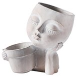 Dekoratief | Vrouwenhoofd m/bloempot, goud, cement, 17x10x16cm | A250015 Dekoratief | Vrouwenhoofd m/bloempot, goud, cement, 17x10x16cm | A250015