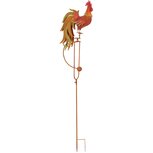 Dekoratief | Tuinprikker haan, bruin/rood, metaal, 37x13x127cm | A250027 Dekoratief | Tuinprikker haan, bruin/rood, metaal, 37x13x127cm | A250027
