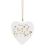 Dekoratief | Hanger hart 'Flowers & Bees', wit, metaal, 11x11cm | A250037 Dekoratief | Hanger hart 'Flowers & Bees', wit, metaal, 11x11cm | A250037