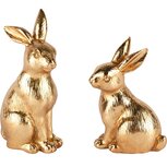 Dekoratief | Bunny zittend, goud, resina, 8x6x13cm, set van 2 stuks | A250050 Dekoratief | Bunny zittend, goud, resina, 8x6x13cm, set van 2 stuks | A250050