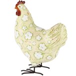 Dekoratief | Kip staand m/bloemen, munt/wit, resina, 17x10x22cm | A250055 Dekoratief | Kip staand m/bloemen, munt/wit, resina, 17x10x22cm | A250055