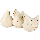 Dekoratief | Trio kippetjes m/bollen, wit/goud, resina, 20x11x10cm | A250073 Dekoratief | Trio kippetjes m/bollen, wit/goud, resina, 20x11x10cm | A250073