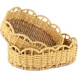 Dekoratief | Set 2 manden ovaal, naturel/geel, jute, 28x21x9cm | A250077 Dekoratief | Set 2 manden ovaal, naturel/geel, jute, 28x21x9cm | A250077