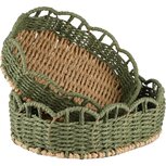 Dekoratief | Set 2 manden ovaal, naturel/groen, jute, 28x21x9cm | A250078 Dekoratief | Set 2 manden ovaal, naturel/groen, jute, 28x21x9cm | A250078