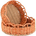 Dekoratief | Set 2 manden rond, naturel/oranje, jute, 23x23x9cm | A250079 Dekoratief | Set 2 manden rond, naturel/oranje, jute, 23x23x9cm | A250079