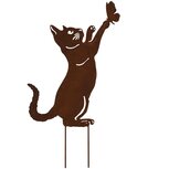 Dekoratief | Tuinprikker poes m/vlinder, roest, metaal, 17x49cm | A250100 Dekoratief | Tuinprikker poes m/vlinder, roest, metaal, 17x49cm | A250100
