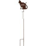 Dekoratief | Tuinprikker poes m/pluviometer, roest, metaal, 21x117cm | A250103 Dekoratief | Tuinprikker poes m/pluviometer, roest, metaal, 21x117cm | A250103