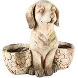 Dekoratief | Hond m/bloempotten, naturel, magnesium, 35x18x34cm | A250116 Dekoratief | Hond m/bloempotten, naturel, magnesium, 35x18x34cm | A250116