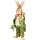 Dekoratief | Bunny staand m/boeketje, bruin/groen, resina, 11x10x26cm | A250128 Dekoratief | Bunny staand m/boeketje, bruin/groen, resina, 11x10x26cm | A250128