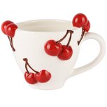Dekoratief | Mok m/kersen, rood/wit, keramiek, 14x11x11cm | A250140 Dekoratief | Mok m/kersen, rood/wit, keramiek, 14x11x11cm | A250140