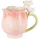 Dekoratief | Mok tulp m/bunny, roze/wit, keramiek, 15x9x13cm | A250142 Dekoratief | Mok tulp m/bunny, roze/wit, keramiek, 15x9x13cm | A250142