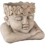 Dekoratief | Bloempot hoofd m/bloemen, grijs, cement, 21x18x18cm | A250207 Dekoratief | Bloempot hoofd m/bloemen, grijs, cement, 21x18x18cm | A250207