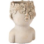 Dekoratief | Bloempot hoofd m/bloemen, grijs, cement, 18x16x25cm | A250208 Dekoratief | Bloempot hoofd m/bloemen, grijs, cement, 18x16x25cm | A250208