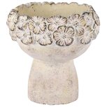 Dekoratief | Bloempot op voet m/bloemen, grijs, cement, 17x17x18cm | A250218 Dekoratief | Bloempot op voet m/bloemen, grijs, cement, 17x17x18cm | A250218
