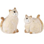Dekoratief | Poes zittend, naturel, keramiek, 12x9x16cm, set van 2 stuks | A250244 Dekoratief | Poes zittend, naturel, keramiek, 12x9x16cm, set van 2 stuks | A250244