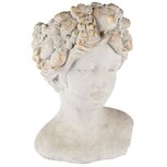 Dekoratief | Bloempot vrouwenhoofd m/fruit, grijs, cement, 19x19x27cm | A250251 Dekoratief | Bloempot vrouwenhoofd m/fruit, grijs, cement, 19x19x27cm | A250251