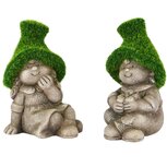 Dekoratief | Kindje zittend m/grasmuts, groen/grijs, TC, 9x7x13cm, set van 2 stuks | A250281 Dekoratief | Kindje zittend m/grasmuts, groen/grijs, TC, 9x7x13cm, set van 2 stuks | A250281