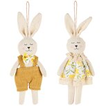 Dekoratief | Hanger bunny jongen/meisje, stof/jute, 19x6x2cm, set van 2 stuks | A250286 Dekoratief | Hanger bunny jongen/meisje, stof/jute, 19x6x2cm, set van 2 stuks | A250286