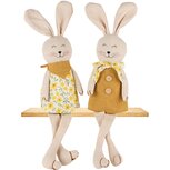 Dekoratief | Bunny m/hangbenen, geel/wit, stof, 9x5x45cm, set van 2 stuks | A250292 Dekoratief | Bunny m/hangbenen, geel/wit, stof, 9x5x45cm, set van 2 stuks | A250292
