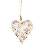 Dekoratief | Hanger hart m/bloemen, wit/paars, metaal, 10x10x1cm | A250296 Dekoratief | Hanger hart m/bloemen, wit/paars, metaal, 10x10x1cm | A250296