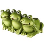 Dekoratief | Bloempot trio kikkers, groen, magnesium, 40x23x20cm | A250305 Dekoratief | Bloempot trio kikkers, groen, magnesium, 40x23x20cm | A250305