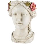 Dekoratief | Bloempot dameshoofd m/bloemen, magnesium, 19x18x33cm | A250307 Dekoratief | Bloempot dameshoofd m/bloemen, magnesium, 19x18x33cm | A250307
