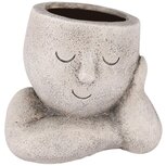 Dekoratief | Bloempot gezicht op armen, grijs, resina, 18x14x15cm | A250314 Dekoratief | Bloempot gezicht op armen, grijs, resina, 18x14x15cm | A250314