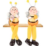 Dekoratief | Bijtje m/hangbeentjes, geel/zwart, keramiek, 6x5x8cm, set van 2 stuks | A250321 Dekoratief | Bijtje m/hangbeentjes, geel/zwart, keramiek, 6x5x8cm, set van 2 stuks | A250321