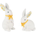 Dekoratief | Bunny m/strik, wit/geel, resina, 7x7x15cm, set van 2 stuks | A250332 Dekoratief | Bunny m/strik, wit/geel, resina, 7x7x15cm, set van 2 stuks | A250332